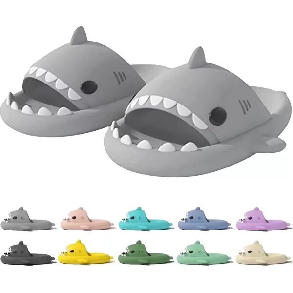 imagerosyclo Shark Slides for Women and Men Cute Shark Slippers Adult Youth Cloudy Summer Soft Lightweight AntiSlip Thick Sole Beach House Cloud Cushioned Shower Slide Sandals Indoor OutdoorLight Grey