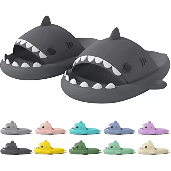 imagerosyclo Shark Slides for Women and Men Cute Shark Slippers Adult Youth Cloudy Summer Soft Lightweight AntiSlip Thick Sole Beach House Cloud Cushioned Shower Slide Sandals Indoor OutdoorDeep Grey