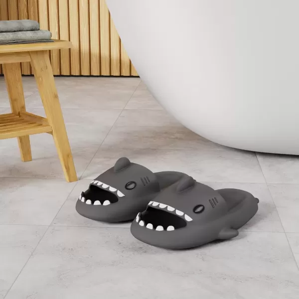 imagerosyclo Shark Slides for Women and Men Cute Shark Slippers Adult Youth Cloudy Summer Soft Lightweight AntiSlip Thick Sole Beach House Cloud Cushioned Shower Slide Sandals Indoor OutdoorDeep Grey