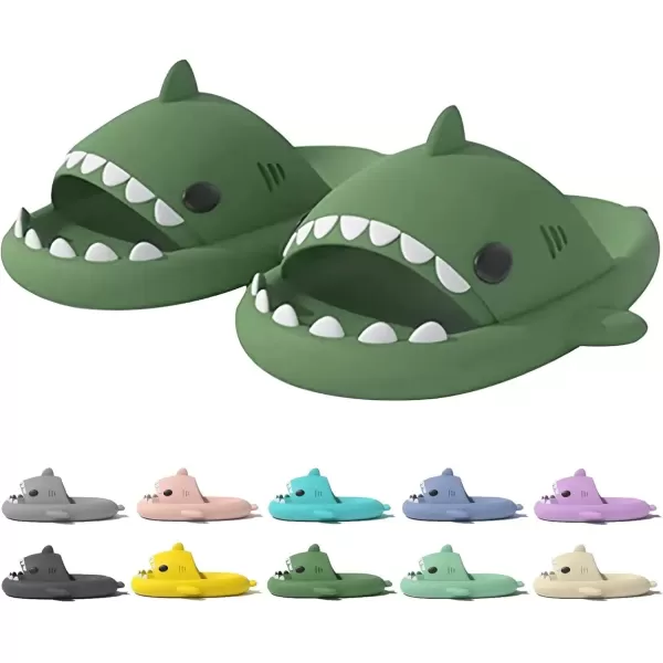 imagerosyclo Shark Slides for Women and Men Cute Shark Slippers Adult Youth Cloudy Summer Soft Lightweight AntiSlip Thick Sole Beach House Cloud Cushioned Shower Slide Sandals Indoor OutdoorGreen