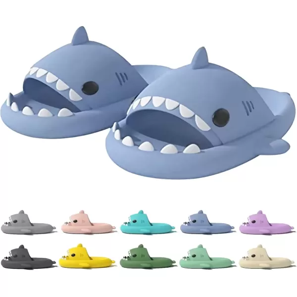 imagerosyclo Shark Slides for Women and Men Cute Shark Slippers Adult Youth Cloudy Summer Soft Lightweight AntiSlip Thick Sole Beach House Cloud Cushioned Shower Slide Sandals Indoor OutdoorFog Blue