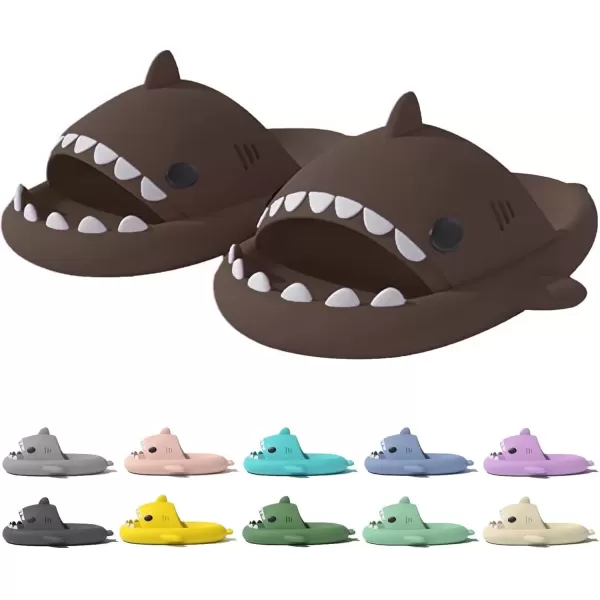 imagerosyclo Shark Slides for Women and Men Cute Shark Slippers Adult Youth Cloudy Summer Soft Lightweight AntiSlip Thick Sole Beach House Cloud Cushioned Shower Slide Sandals Indoor OutdoorBrown