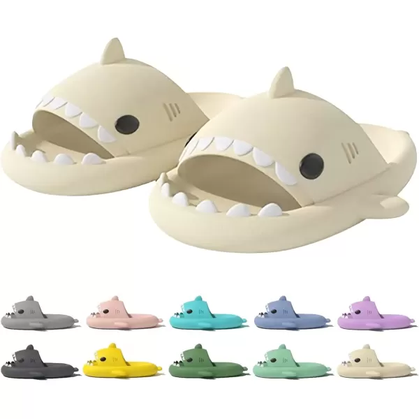 imagerosyclo Shark Slides for Women and Men Cute Shark Slippers Adult Youth Cloudy Summer Soft Lightweight AntiSlip Thick Sole Beach House Cloud Cushioned Shower Slide Sandals Indoor OutdoorBeige
