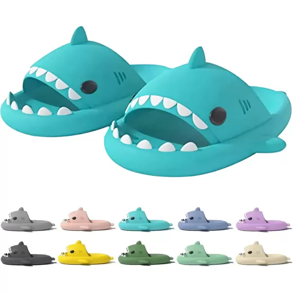 imagerosyclo Shark Slides for Women and Men Cute Shark Slippers Adult Youth Cloudy Summer Soft Lightweight AntiSlip Thick Sole Beach House Cloud Cushioned Shower Slide Sandals Indoor OutdoorMint Green