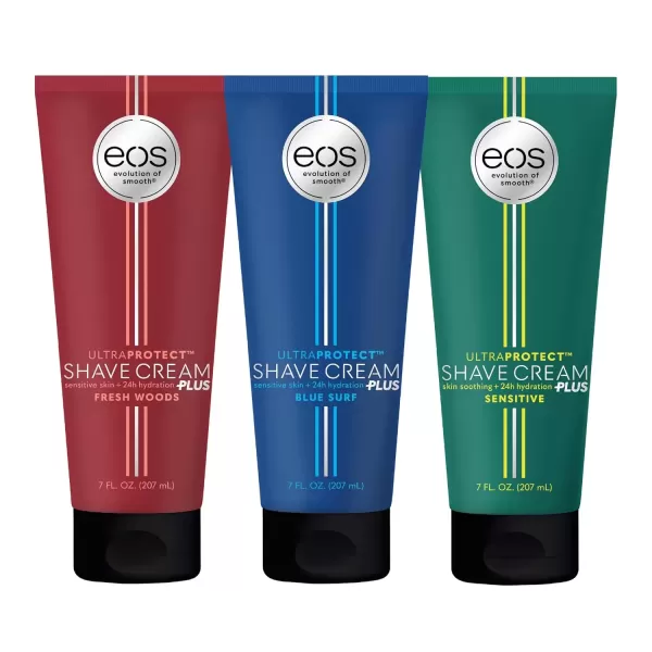 imageBundle of eos UltraProtect Mens Shave Cream Sensitive Fresh Woods Blue Surf 24Hour Hydration NonFoaming Formula 7 fl oz