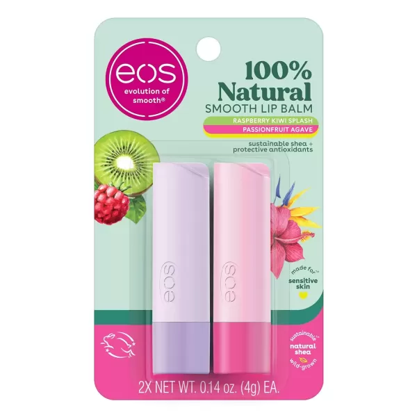 imageeos 100 Natural Lip Balms Coconut Milk Pineapple Passionfruit Watermelon Fros ampamp Raspberry Kiwi Splash AllDay Moisture Lip Care 014 oz 4PackRaspberry Kiwi Splash  Passionfruit Agave