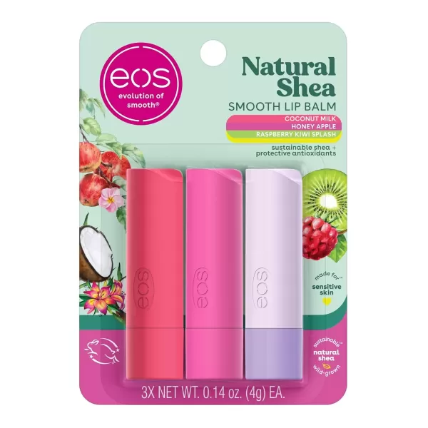 imageeos 100 Natural Lip Balms Coconut Milk Pineapple Passionfruit Watermelon Fros ampamp Raspberry Kiwi Splash AllDay Moisture Lip Care 014 oz 4PackRaspberry Kiwi Splash  Honey Apple  Coconut Milk