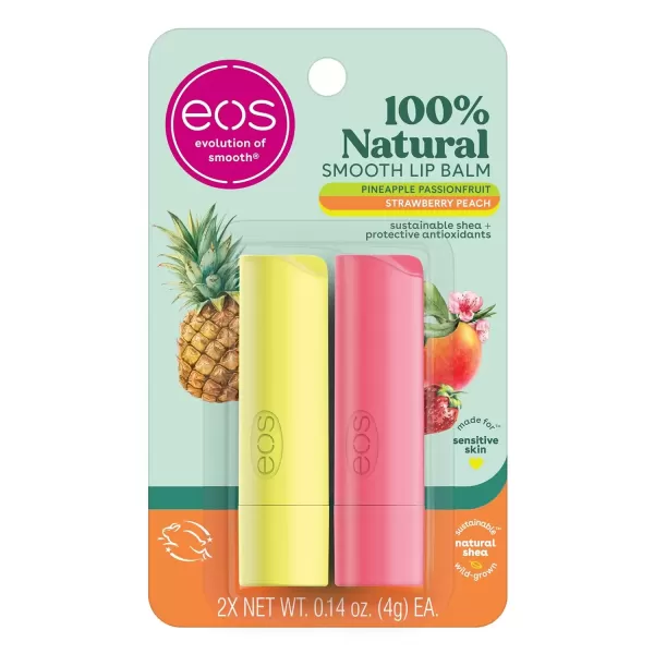 imageeos 100 Natural Lip Balms Coconut Milk Pineapple Passionfruit Watermelon Fros ampamp Raspberry Kiwi Splash AllDay Moisture Lip Care 014 oz 4PackStrawberry Peach  Pineapple Passionfruit