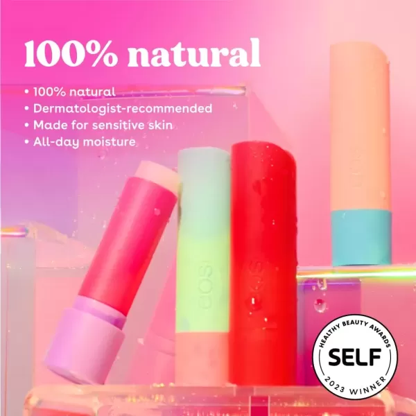 imageeos 100 Natural Lip Balms Coconut Milk Pineapple Passionfruit Watermelon Fros ampamp Raspberry Kiwi Splash AllDay Moisture Lip Care 014 oz 4PackTropical