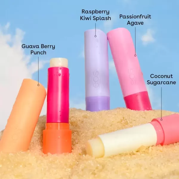 imageeos 100 Natural Lip Balms Coconut Milk Pineapple Passionfruit Watermelon Fros ampamp Raspberry Kiwi Splash AllDay Moisture Lip Care 014 oz 4PackTropical