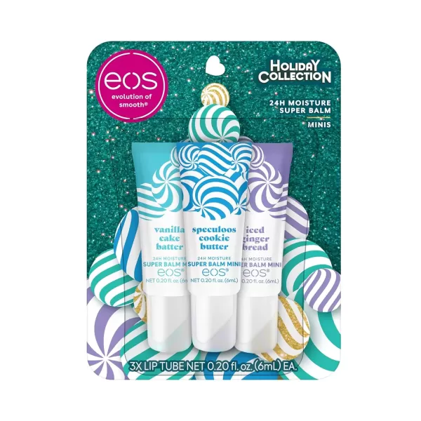 imageeos Holiday 24H Moisture Mini Super Balm Set Speculoos Cookie Butter Iced Gingerbread Vanilla Cake Batter LimitedEdition Lip Care Stocking Stuffers 020 fl oz 3PackVanilla Cake Batter  Speculoos Cookie Butter  and Iced Gingerbread