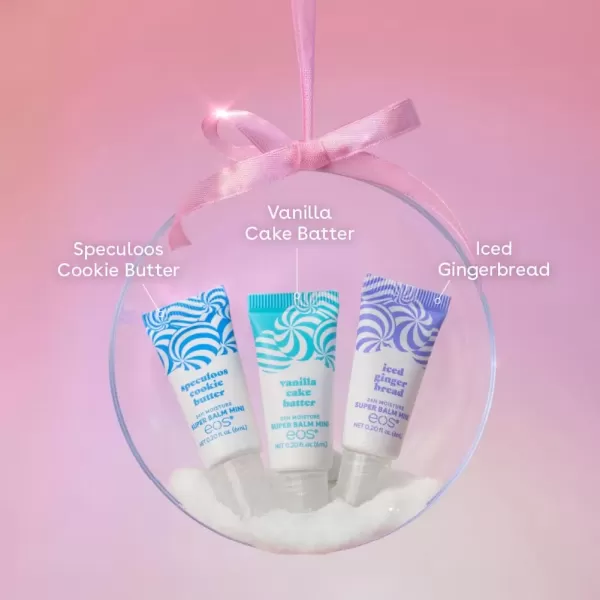 imageeos Holiday 24H Moisture Mini Super Balm Set Speculoos Cookie Butter Iced Gingerbread Vanilla Cake Batter LimitedEdition Lip Care Stocking Stuffers 020 fl oz 3PackVanilla Cake Batter  Speculoos Cookie Butter  and Iced Gingerbread