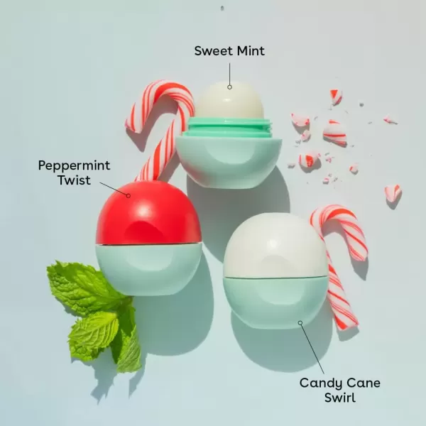 imageeos Holiday Lip Balm Sticks Peppermint Twist ampamp Candy Cane Swirl LimitedEdition Skincare Stocking Stuffers 014 oz 2PackCandy Cane Swirl  Peppermint Twist  Sweet Mint