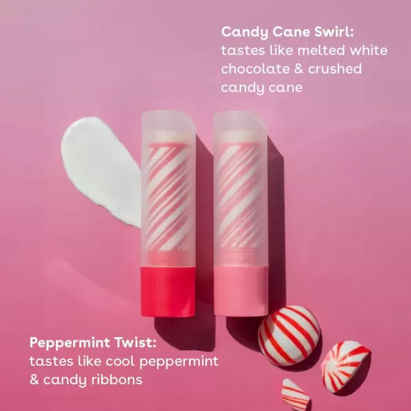 imageeos Holiday Lip Balm Sticks Peppermint Twist ampamp Candy Cane Swirl LimitedEdition Skincare Stocking Stuffers 014 oz 2PackCandy Cane Swirl  Peppermint Twist