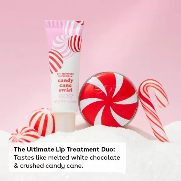 imageeos Holiday Lip Balm Sticks Peppermint Twist ampamp Candy Cane Swirl LimitedEdition Skincare Stocking Stuffers 014 oz 2PackCandy Cane Swirl