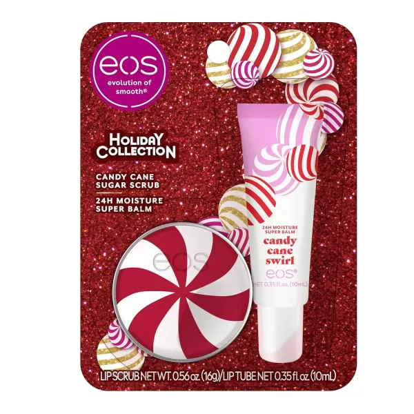 imageeos Holiday Lip Balm Sticks Peppermint Twist ampamp Candy Cane Swirl LimitedEdition Skincare Stocking Stuffers 014 oz 2PackCandy Cane Swirl