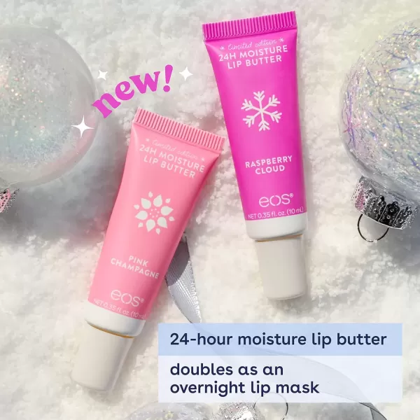imageeos Holiday Lip Balm Sticks Peppermint Twist ampamp Candy Cane Swirl LimitedEdition Skincare Stocking Stuffers 014 oz 2PackRaspberry Cloud  Pink Champagne