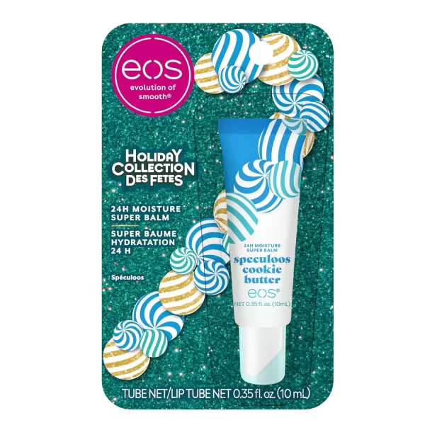 imageeos Holiday Lip Balm Sticks Peppermint Twist ampamp Candy Cane Swirl LimitedEdition Skincare Stocking Stuffers 014 oz 2PackSpeculoos Cookie Butter