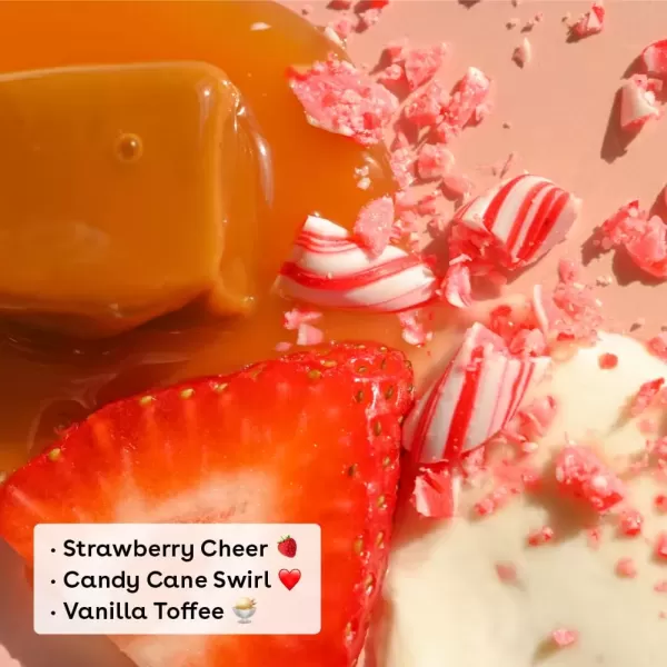 imageeos Holiday Lip Balm Sticks Peppermint Twist ampamp Candy Cane Swirl LimitedEdition Skincare Stocking Stuffers 014 oz 2PackStrawberry Cheer  Candy Cane Swirl  Vanilla Toffee