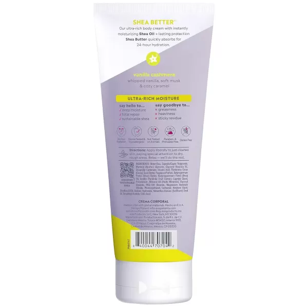 imageeos Shea Better Body Cream  Vanilla Cashmere Natural Body Lotion and Skin Care 24 Hour Hydration with Shea Butter ampamp Oil 8 oz 1 Pack8 Fl Oz Pack of 1