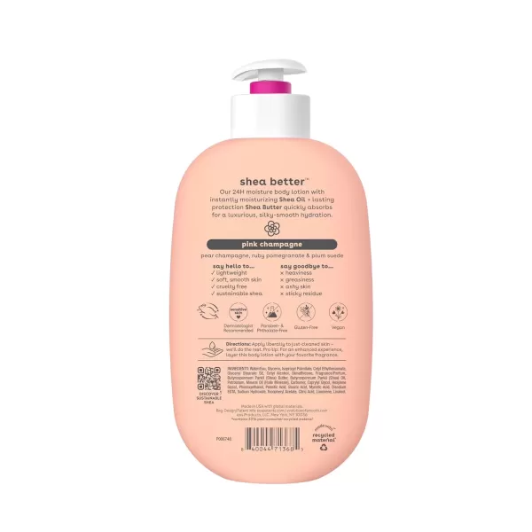 imageeos Shea Better Body Lotion Strawberry Dream 24Hour Moisture Skin Care Lightweight ampamp NonGreasy Made with Natural Shea Vegan 16 fl ozPink Champagne
