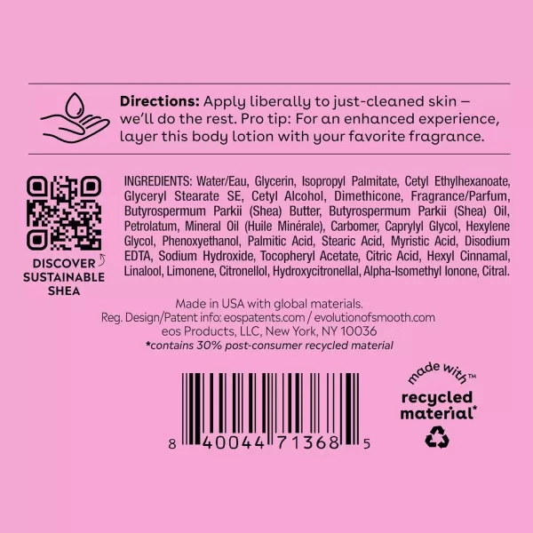imageeos Shea Better Body Lotion Strawberry Dream 24Hour Moisture Skin Care Lightweight ampamp NonGreasy Made with Natural Shea Vegan 16 fl ozPomegranate Raspberry