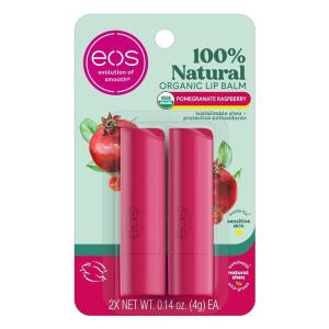 imageeos 100 Natural ampamp Organic Lip Balm Sticks Strawberry Sorbet Vanilla Bean Sweet Mint ampamp Pomegranate Raspberry Lip Care Products 014 oz 4PackPomegranate Raspberry