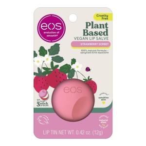 imageeos PlantBased Vegan Lip Salve Vanilla Bean 100 Natural Formula Made with Upcycled Olive Squalane CrueltyFree Lip Balm 042 ozStrawberry Sorbet