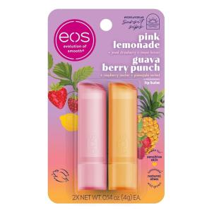 imageeos 100 Natural Lip Balm Coconut Milk AllDay Moisture Made for Sensitive Skin Lip Care Products 025 ozPink Lemonade  Guava Berry Punch