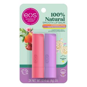 imageeos 100 Natural Lip Balm Coconut Milk AllDay Moisture Made for Sensitive Skin Lip Care Products 025 ozToasted Marshmallow  Strawberry Peach