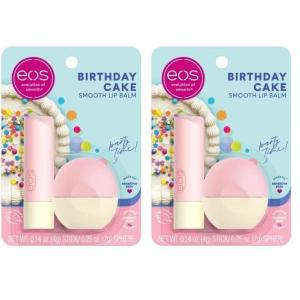 imageeos 100 Natural ampamp Organic Lip Balm Sweet Mint Dermatologist Recommended AllDay Moisture Lip Care 039 oz Stick ampamp SphereBirthday Cake StickSphere