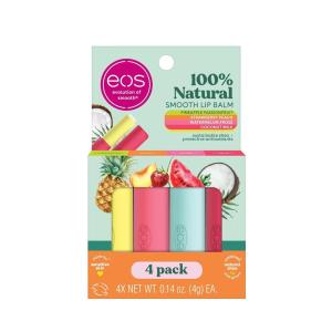 imageeos 100 Natural Variety Pack Lip Balm Sticks Coconut Milk Watermelon Frose Pineapple Passionfruit ampamp Strawberry Peach Lip Care Pack of 4Pineapple Passionfruit  Coconut Milk  Strawberry Peach  Watermelon Fros