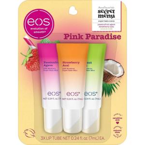 imageeos Flavor Lab Secret Menu Lip Balm Gift Set  Tropical Chiller LimitedEdition Moisturizing Hydrating Dry Lips Variety Pack 014 oz 4PackPink Paradise