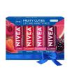 imageNIVEA Lip Balm Blackberry Flavored Tinted Lip Balm Stick with Shea Butter and Jojoba Oil 017 Oz Pack of 4Cherry  Strawberry  Watermelon  Blackberry