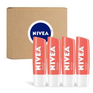 imageNIVEA Lip Balm Blackberry Flavored Tinted Lip Balm Stick with Shea Butter and Jojoba Oil 017 Oz Pack of 4Peach