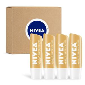 imageNIVEA Lip Balm Blackberry Flavored Tinted Lip Balm Stick with Shea Butter and Jojoba Oil 017 Oz Pack of 4Vanilla
