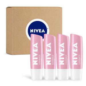 imageNIVEA Shimmer Lip Care Moisturizing Lip Balm Stick with Shea Butter and Jojoba Oil 4 Pack of 017 Oz SticksPink