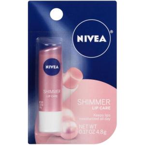 imageNIVEA Shimmer Lip Care Moisturizing Lip Balm Stick with Shea Butter and Jojoba Oil 4 Pack of 017 Oz Sticksunflavored