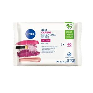 imageNIVEA 3in1 Caring Cleansing Wipes for Face and Eyes Effective as a Waterproof Makeup Remover Gentle Facial Cleanser for Dry and Sensitive Skin 25 CtAlmond