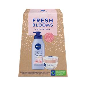 imageNIVEA Fresh Bloom Gift Box NIVEA Lotion and NIVEA Body Souffle Cherry Blossom and Jojoba Oil 2 Piece Skin Care Gift Set
