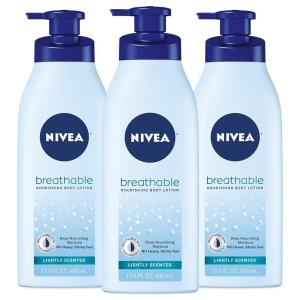 imageNIVEA Lightly Scented Breathable Body Lotion Body Lotion for Dry Skin Pack of Three 135 Fl Oz Pump BottlesLightly Scented