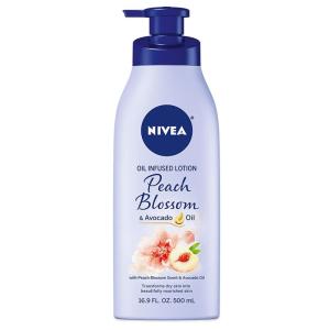 imageNIVEA Oil Infused Cherry Blossom and Jojoba Oil Body Lotion NonGreasy Cherry Blossom Scented Lotion Moisturizes for 24 Hours 169 Fl Oz Pump BottlePeach