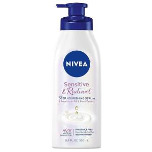 imageNIVEA Sensitive and Radiant Body Lotion for Sensitive Skin Unscented Body Lotion With Hypoallergenic Formula 169 Fl Oz Pump BottleUnscented