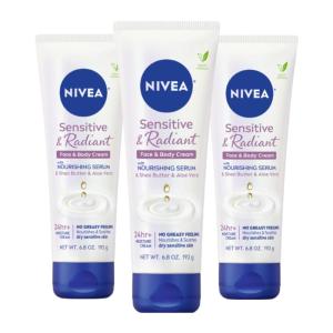 imageNIVEA Sensitive and Radiant Face and Body Cream for Dry Sensitive Skin Vegan Body and Face Moisturizer with Shea Butter and Aloe Vera 68 Oz TubeShea Butter