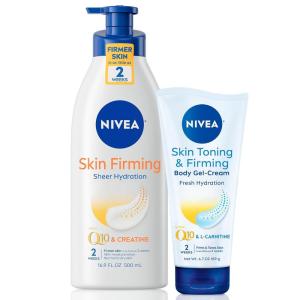imageNIVEA Skin Firming Body Lotion Variety Pack with 169 Fl Oz Hydrating Body Lotion and 67 Oz Skin Firming Gel Cream