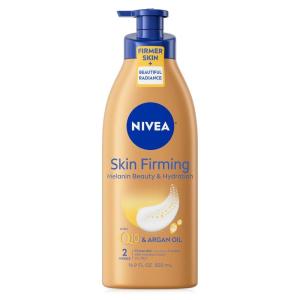 imageNIVEA Skin Firming Melanin Beauty and Hydration Body Lotion with Q10 and Argan Oil Firmer Skin in as Little As Two Weeks 169 Fl Oz BottleArgan Oil