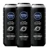 imageNIVEA Men Active Clean Body Wash with Natural Charcoal for Normal to Oily Skin 3in1 Charcoal Body Wash Face and Hair Draws Out Dirt and Impurities 169 Fl Oz Bottle Pack of 3169 Fl Oz Pack of 3
