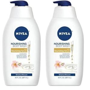 imageNIVEA Nourishing Body Wash Set with Botanical Blossom Nourishing Care and Shea Butter Body Washes Skin Care Set for Women with Provitamin B5 and Vitamin E 20 Fl Oz Bottle Pack of 330 Fl Oz Pack of 2