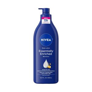 imageNIVEA Essentially Enriched Body Lotion for Very Dry Skin with Hyaluronic Acid Almond Oil and Deep Nourishing Serum 72Hour Body Moisturizer 338 Fl Oz Value Size Pump Bottle169 Fl Oz Pack of 1