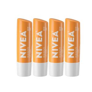 imageNIVEA Mango Lip Care Vegan Lip Balm Pack with Shea Butter Nourishing Oils and Vitamin C ampamp E 3in1 Moisturize Repair and Protect 017 Oz Stick Pack of 4Mango